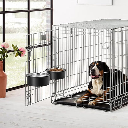 Dog Crate Water Bowl Hanging,2 Pack Stainless Steel Water Food Bowl No Spill for Crate Cage,Kennel Bowls Mountable Coop Cup for Dogs Cats Puppy Rabbit