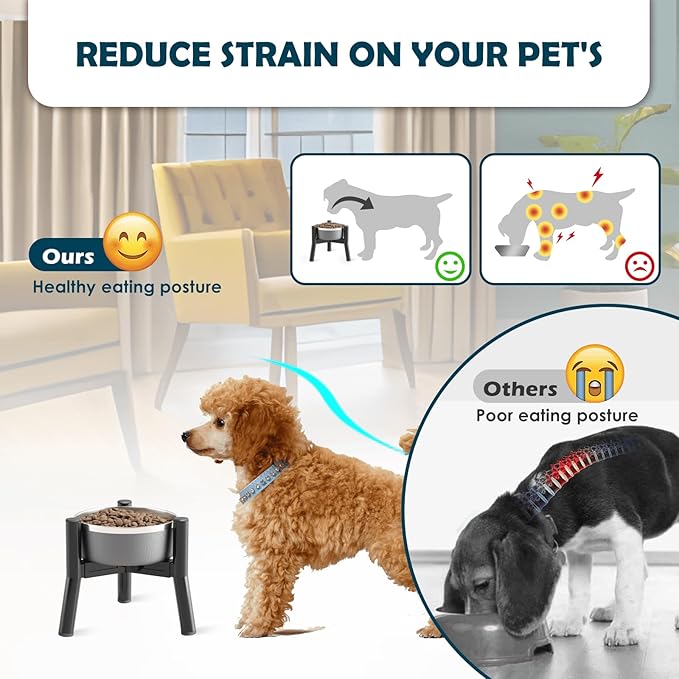 SHAINFUN Adjustable Elevated Dog Bowls Stand Compatible with 6 to 8 inch Wide Raised Stand with Metal Material for Medium and Small Sized Dogs (Bowl Not Included)