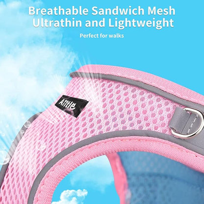 AIITLE Easy Walk Dog Harness and Leash Set - Pet Supply No Pull, Step in Adjustable Dog Harness with Padded Vest, Dog Harness No Choke Over, Easy to Put on Medium Dogs Pink L