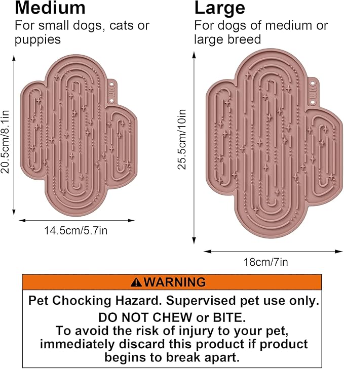 OHMO Lick Mat for Dogs and Cats Large(2 Pack) Cactus Design Easy to Clean Pet Slow Feeder with Suction Cups, for Anxiety Relief and Boredom Reduction