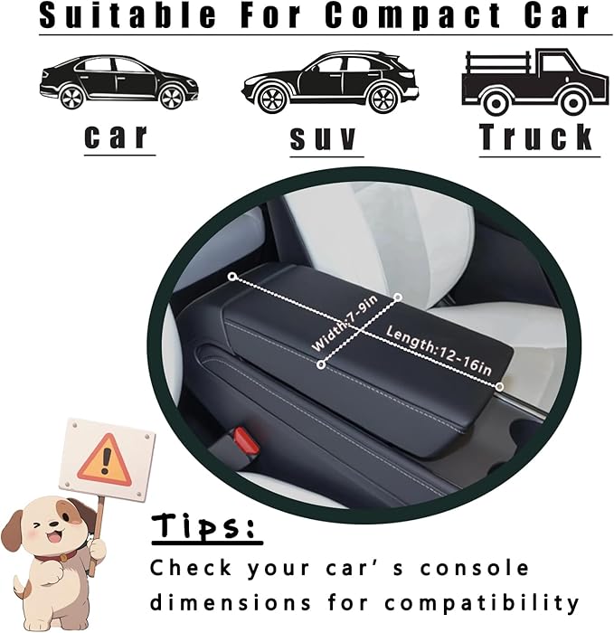 Cullaby Center Console Dog Car Seat for Small Dogs Chihuahua or Yorkie Anti-Anxiety Anti-Collapse Booster Armrest Pet Bed | Secure Portable Seat for Compact Cars (Black, Up to 11 lbs)