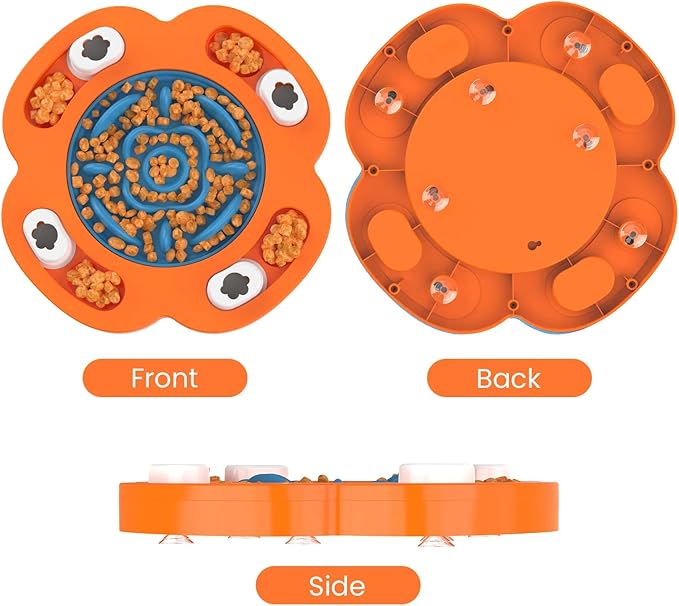 2 in 1, Slow Feeder Bowl and Feeder Puzzle Toy for Dogs and Cats, Hide Food and Treats, Detachable Insert, Interactive Feeding, Anti-Shock & Anxiety Reducing, IQ Training, Mental Stimulation, Game.