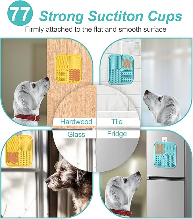 Lick Mat for Dogs and Cats, Licking Mat with Suction Cups for Dog Anxiety Relief, Cat Peanut Butter Lick Pad for Boredom Reducer, Enrichment Toy, Treat Mat for Bathing Grooming (Large-3 Pack)