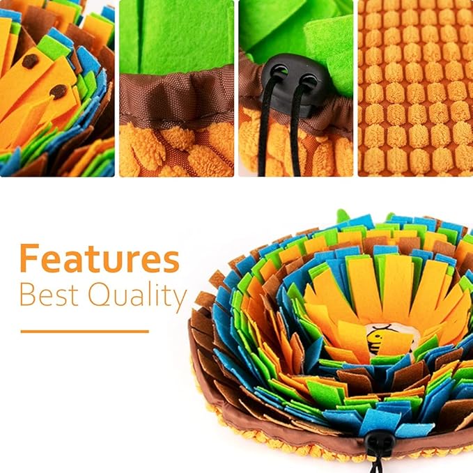 AWOOF Pet Snuffle Mat for Dogs, Interactive Feed Game for Boredom, Encourages Natural Foraging Skills for Cats Dogs Bowl Travel Use, Dog Treat Dispenser Indoor Outdoor Stress Relief (Orange)