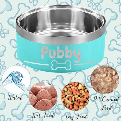 Personalized Dog Bowl Custom Dog Bowls with Name Customized Laser Engraved Stainless Steel Pet Dishes for Large Small Dogs Cat 32/42/64oz Feeding Supplies-Black 64oz