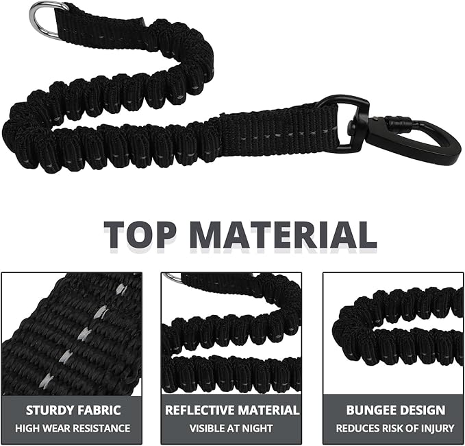 jenico Long Dog Leash 30FT: Heavy Duty Rope Leashes for Dogs Training with Swivel Lockable Hook Reflective Threads Bungee and Padded Handle - Dog Lead for Large Small Medium Dogs Outside