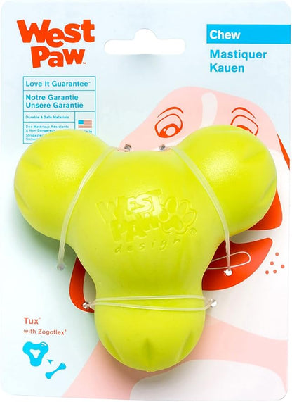 WEST PAW Zogoflex Tux Treat Dispensing Dog Chew Toy – Interactive Chewing Toy for Dogs – Dog Games for Aggressive Chewers, Fetch, Catch – Holds Kibble, Treats, Large 5", Granny Smith