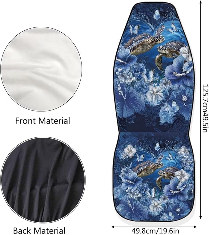 Sea Turtle Car Seat Covers Washable Seat Protector for Women Men Hibiscus Flower Automotive Vehicle Seat Covers for Cars Interior for Cars, Sedans, Trucks, SUVs