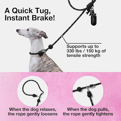 VETRESKA Hands-Free Reflective Dog Leash, 8FT Adjustable Rope Leash for Medium Large Dogs, Waist/Crossbody Slip Lead Leashes for Walking, No Pull Dog Leashes with Bag Dispenser, 2 in 1 Walk Kit (Bow)