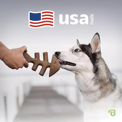 Benebone Fishbone Durable Dog Chew Toy for Aggressive Chewers, Real Fish, Made in USA, Medium