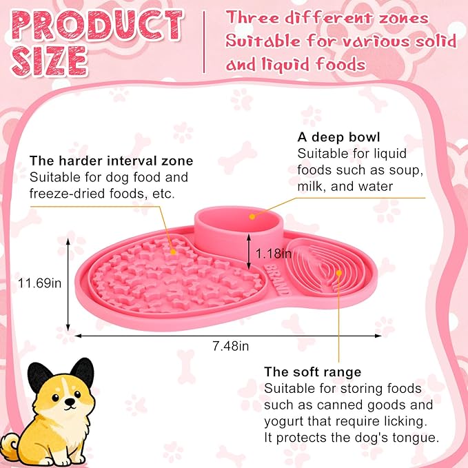 Ceenna Lick Mat for Dogs and Cats Silicone Snuffle Mat Slow Feeder Lick Pat Easy Clean Pet Slow Feeder Anxiety Relief Dog Slowing Feeders Licks Pat Feeding Mats for Pet Training Mats (Classic)