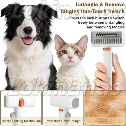 2026 New 2-in-1 Pet Self-Detangling & Grooming Comb, 2-in-1 Pet Comb Untangle & Remove Tangles One-Touch Switch, Pets Grooming Brush Detangle, Deshed, Massage for Dogs & Cats (2PCS)