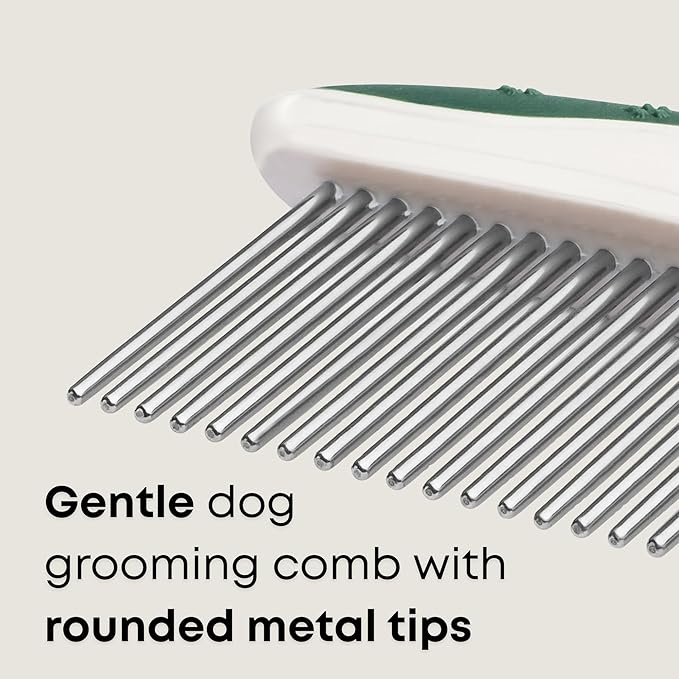 Freshly Bailey Metal Comb for Dogs - Greyhound Comb for Grooming Poodle, Doodle, Goldendoodle - Dog Comb with Dual Teeth for Curly & Wavy Coats