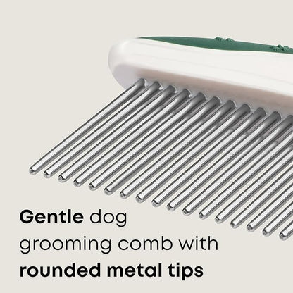 Freshly Bailey Metal Comb for Dogs - Greyhound Comb for Grooming Poodle, Doodle, Goldendoodle - Dog Comb with Dual Teeth for Curly & Wavy Coats