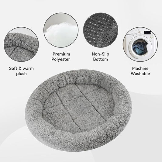 Round Cat Bed Washable Cat Donut Bed with Non-Slip Bottom Comfortable Soft Pet Bed for Indoor Cats/Gray （Diameter: 15.75"）