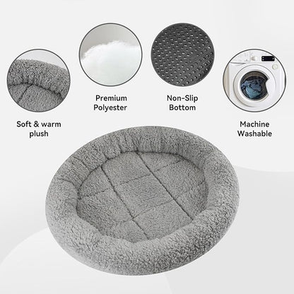 Round Cat Bed Washable Cat Donut Bed with Non-Slip Bottom Comfortable Soft Pet Bed for Cats and Small Dog/Gray （Diameter: 19.5"）