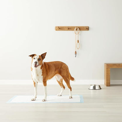 Amazon Basics Heavy Duty Dog and Puppy Pee Pads, Leak-Proof 5-Layer Super Absorbent, Quick-Dry Surface for Potty Training and Housebreaking, Giant Size, 27.5 x 44 Inch, Blue & White, 30-Pack