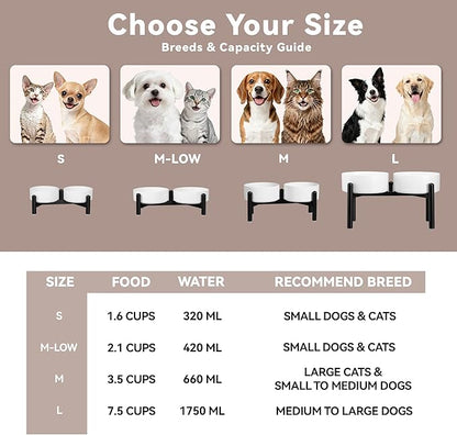Dog Bowls Elevated - Ceramic Raised Dog Bowl with Non Slip Steel Stainless Stand - No Spill and Heated Feeding Station - Food and Water Dish Set for Medium to Large Pet - Each Holds 7.5 Cups – Grey