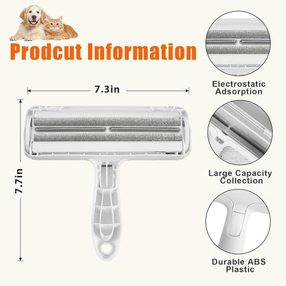 Pet Hair Remover Lint Roller for Pet,Cat Hair Removal Tool Reusable Lint Roller for Furniture, Couch, Carpet, Clothing and Bedding,White Grey