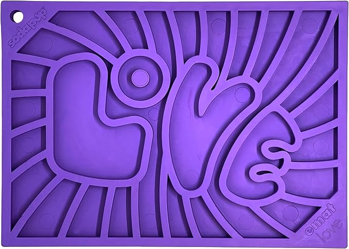 SodaPup Groovy Love eMat – Durable Enrichment Feeder Made in USA from Non-Toxic, Pet-Safe, Food Safe Rubber for Mental Stimulation, Avoiding Overfeeding, Fresh Breath, Digestive Health, Calming, More