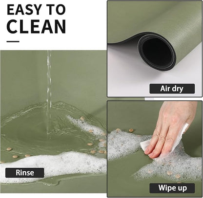 Dog Food Mat - Absorbent Cat Mat for Food and Water, No Stains Pet Feeding Bowl Mat, Easy to Clean Pet Placemats, Quick Dry Dog Water Dispenser Mat for Messy Drinkers | Green 12"x 19"
