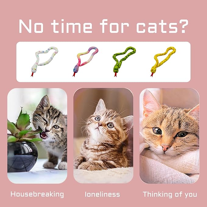 Andiker 2PCS Snake Cat Toys, 23.6 Inches Long Realistic Snake Shape Cat Plush Toy with Bite-Resistant Fabric Interactive Cats Toy for Indoor Cats to Bite Chew Keep Teeth Clean (Yellow&Green)