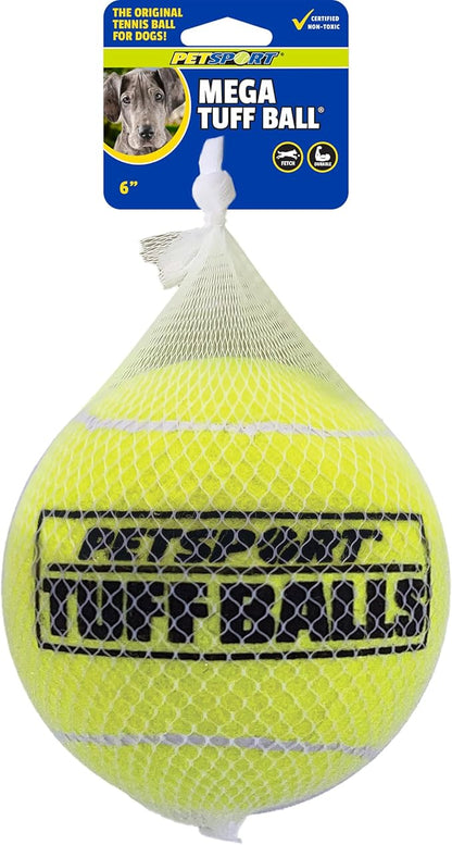 PetSport Mega Tuff Ball - Mega Tennis Balls for Large Dogs, Great for Boredom & Aggressive Chewers, Dog Toy, Mega Tennis Balls for Large Dogs, Certified Non-Toxic, Won't Wear Down Teeth - 6"