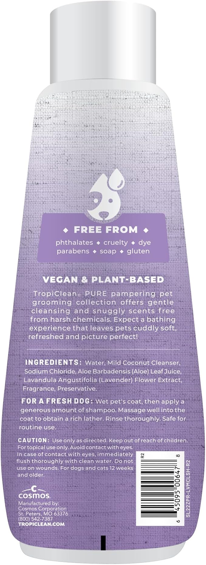 TropiClean Pure Calming Dog Shampoo, Lavendar Mist Scent, Relaxing Dog Shampoo for Smelly Dogs, Made in USA, Safe for Puppies & Cats, 22 oz.