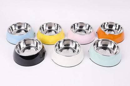 Pet Bowls Stainless Steel Dog Cat Pet Bowl Universal Pet Water and Food Bowls 4 Sizes and 5 Colors Available (M, Black)