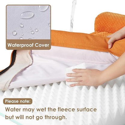 EHEYCIGA Large Dog Bed Memory Foam for Crate, Orthopedic Dog Bed Large Size Dogs with Washable Removable Cover, Waterproof Pet Sofa Couch with Nonskid Bottom, 35x22x6, Pumpkin