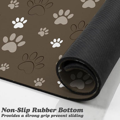 Dog Food Mat, Absorbent Water Bowl Mats Cat Pet Feeding Placemats Brown 24 * 32 inch