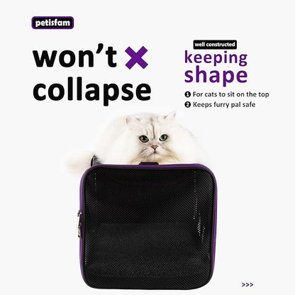 petisfam Soft Pet Carrier for Large and Medium Cats, 2 Kitties, Small Dogs. Easy to Get Cat in, Great for Cats that Don't Like Carriers (Black)