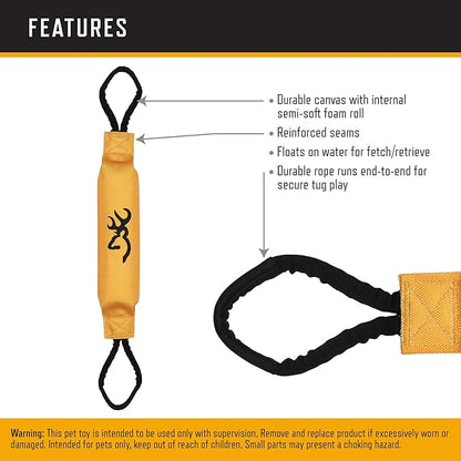 Browning Pet Training Tools, Durable Dog Toys for Tug and Fetch, Canvas Bumper (Browning Gold), One Size