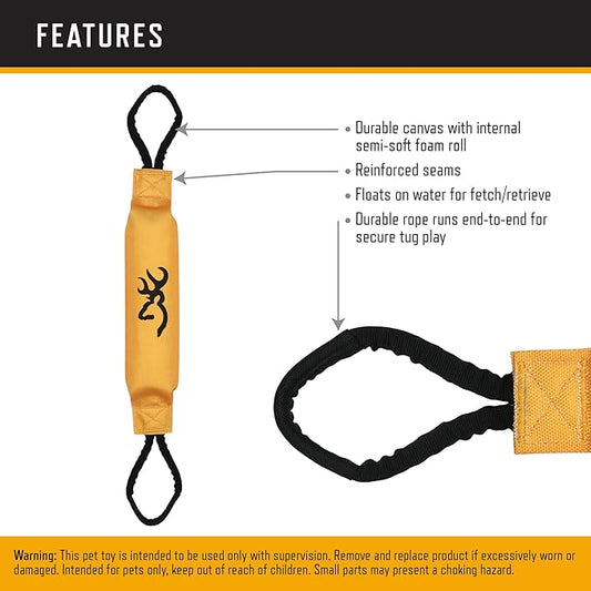 Browning Pet Training Tools, Durable Dog Toys for Tug and Fetch, Canvas Bumper (Browning Gold), One Size