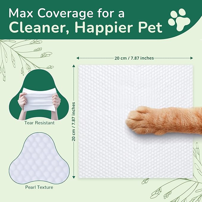 NAVZA® Dog Wipes for Dogs and Cats - Extra Large & Thick Pet Wipes, Moisture-Rich Hydrating Wipes, Hypoallergenic & Rinse-Free Wipes for Body, Face, Paws, Butt, Ears & Eyes - (7.87 x 7.87 in)
