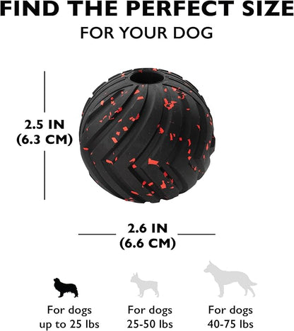 Chew King Supreme Durable Rubber Dog Ball for Aggressive Chewers, Treat-Dispensing Heavy-Duty Chew Toy with Safety Air Vent, Interactive Dog Toy for Training & Enrichment, Small 2.5" Fetch Ball