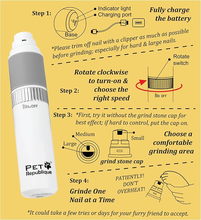 Pet Republique Dog Nail Grinder and Nail Clippers Series Size Option Dogs: Small, Medium, Large Dogs – Dog Claw Trimmer Kit (Clippers+Grinder, Large)