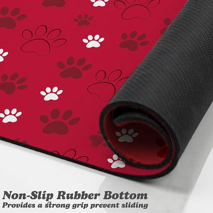 Dog Food Mat, Absorbent Water Bowl Mats Cat Pet Feeding Placemats Red 12 * 20 inch
