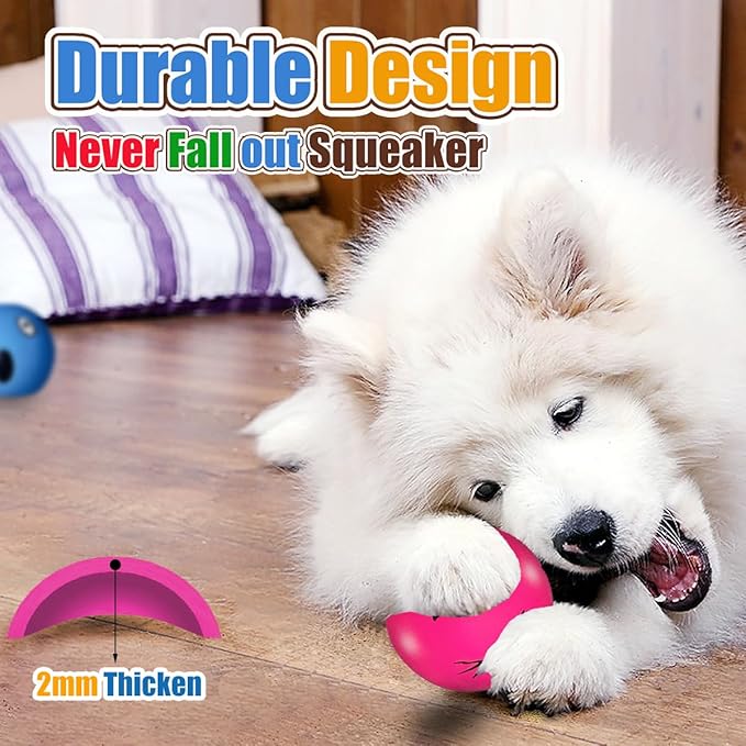 Latex Squeaky Dog Balls for Medium Breeds, 6-Pack Emoji Squeaky Dog Toys - 2.5-Inch Rubber Bouncy Fetch Toys, Assorted Colors for Indoor Outdoor Puppy Play