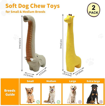 Latex Squeaky Dog Toys, 2 Pack Soft Rubber Dog Chew Toys, 9.5" Standing Stick Animal Pet Toy to Keep Them Busy, Interactive Fetch Squeak Toy for Puppy Small Medium Dogs