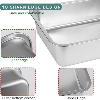 Stainless Steel Cat Litter Box for Big Cats,Small Stainless Steel,Large Metal Cat Litter Box-Easy to Clean.(17.5" L x 13.6" W x 4.1" H).