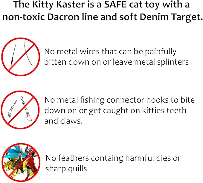 Kitty Kaster Premium Cat Toy Exerciser Fishing Pole 39 inch Safe for Cats Cat Wand Kitty Tease Casting Toy