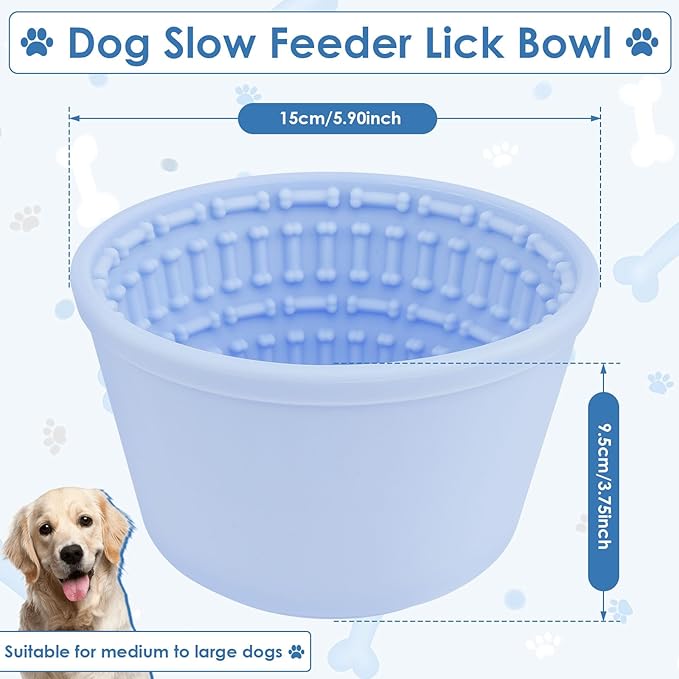 Slow Feeder Bucket, Dog Feeding Bucket, Dog Lick Bowl, Dog Lick Pad with Anti Skid Suction Cup Large Volume Slow Feeder Dog Bowl Portable Slow Feeder Dog Bowl Suitable for Dogs (Sky Blue)