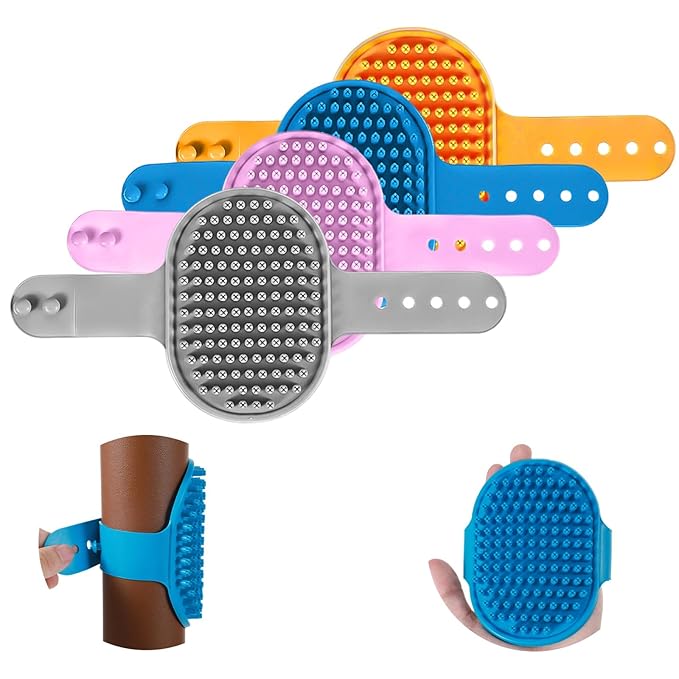 4PCS Cat Face Scratcher,Self Grooming Cat Brush,Silicone Cats Face Scratchers, Pet Massager Tool for Kitten Puppy Relaxing (Gray, Orange, Pink, Blue)