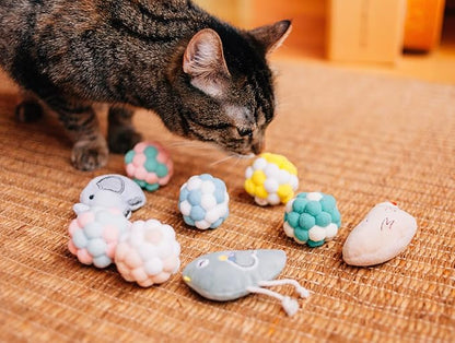 9 Pack Catnip Toys for Cats – Interactive Cat Toys for Indoor Cats & Kittens, Variety Bundle with Plush Animals & Catnip Balls, Fun Kitten Enrichment Toys Set