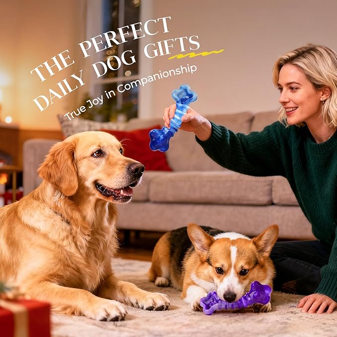 Indestructible Dog Toys for Aggressive Chewers: 2-Pack Tough Chew Toy for Large Dogs, Heavy Duty Long-Lasting Dog Bones for Large Breed, Dog Toys to Keep Them Busy