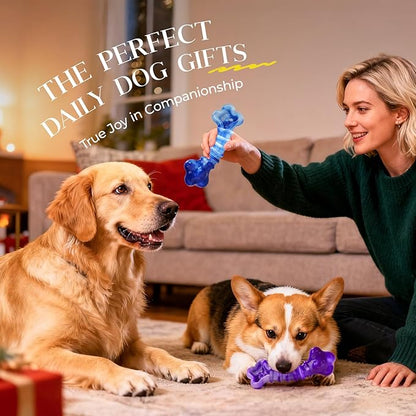 Indestructible Dog Toys for Aggressive Chewers: 2-Pack Tough Chew Toy for Large Dogs, Heavy Duty Long-Lasting Dog Bones for Large Breed, Dog Toys to Keep Them Busy