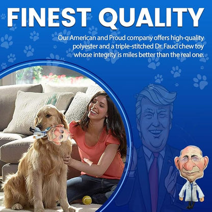 Pesky Patriot Dr. Fauci Dog Chew Toy for All Breeds | Anthony Fauci Chew Toy with Squeaker | Republican Novelty Gag Gift | Durable Triple Stitched Polyester, 12" Tall