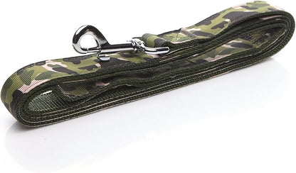 Heavy Duty Dog Leash, 4 FT/ 6 FT/ 10 FT Long, 1 Inch Wide, Nylon Camouflage Dog Leash for Small and Medium Dogs (Green, 10 FT)