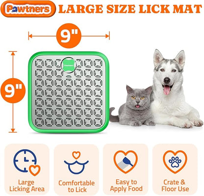Stainless Steel Large Lick Mat: Dog Lick Mats for Large Dogs, Cat Licking Pads for Crate Boredom & Anxiety Reduce, Slow Feeding, Cat Slow Feeder Mat with a Spatula, Scrubbing Brush, Green